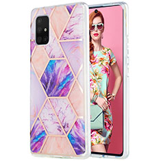 Funda Silicona Gel Goma Patron de Moda Carcasa Y01B para Samsung Galaxy A71 5G Purpura Claro