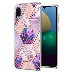 Funda Silicona Gel Goma Patron de Moda Carcasa Y01B para Samsung Galaxy M02 Purpura Claro