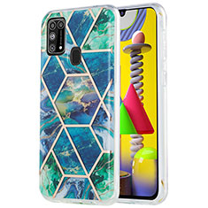 Funda Silicona Gel Goma Patron de Moda Carcasa Y01B para Samsung Galaxy M21s Verde Noche