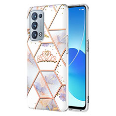 Funda Silicona Gel Goma Patron de Moda Carcasa Y02B para Oppo Reno6 Pro 5G Gris