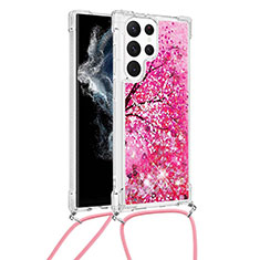 Funda Silicona Gel Goma Patron de Moda Carcasa Y02B para Samsung Galaxy S21 Ultra 5G Rosa Roja