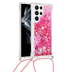 Funda Silicona Gel Goma Patron de Moda Carcasa Y03B para Samsung Galaxy S21 Ultra 5G Rosa Roja