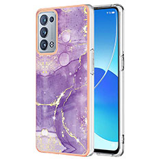 Funda Silicona Gel Goma Patron de Moda Carcasa Y05B para Oppo Reno6 Pro 5G Morado