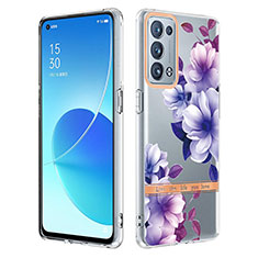 Funda Silicona Gel Goma Patron de Moda Carcasa Y06B para Oppo Reno6 Pro 5G Purpura Claro