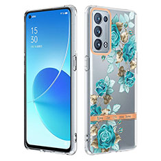 Funda Silicona Gel Goma Patron de Moda Carcasa Y06B para Oppo Reno6 Pro+ Plus 5G Cian