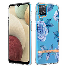 Funda Silicona Gel Goma Patron de Moda Carcasa Y06B para Samsung Galaxy A12 Nacho Azul