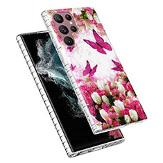 Funda Silicona Gel Goma Patron de Moda Carcasa Y07B para Samsung Galaxy S21 Ultra 5G Rojo