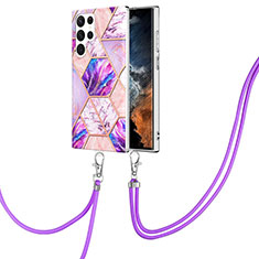 Funda Silicona Gel Goma Patron de Moda Carcasa Y18B para Samsung Galaxy S23 Ultra 5G Purpura Claro