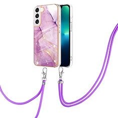 Funda Silicona Gel Goma Patron de Moda Carcasa Y21B para Samsung Galaxy S21 FE 5G Purpura Claro