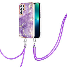 Funda Silicona Gel Goma Patron de Moda Carcasa Y21B para Samsung Galaxy S21 Ultra 5G Morado