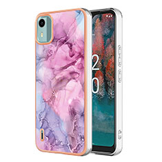 Funda Silicona Gel Goma Patron de Moda Carcasa YB7 para Nokia C12 Plus Purpura Claro