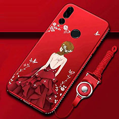Funda Silicona Gel Goma Vestido de Novia Carcasa K01 para Huawei Honor 20 Lite Rojo