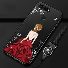 Funda Silicona Gel Goma Vestido de Novia Carcasa K01 para Huawei Honor View 20 Rojo y Negro