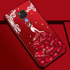 Funda Silicona Gel Goma Vestido de Novia Carcasa K01 para Huawei Mate 20 Rojo Rosa