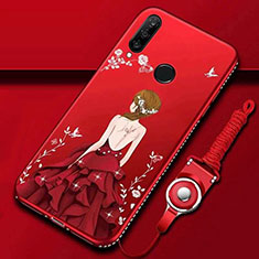 Funda Silicona Gel Goma Vestido de Novia Carcasa K01 para Huawei P30 Lite New Edition Rojo