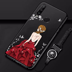 Funda Silicona Gel Goma Vestido de Novia Carcasa K01 para Huawei P30 Lite XL Rojo y Negro