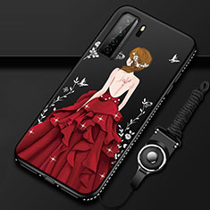 Funda Silicona Gel Goma Vestido de Novia Carcasa K01 para Huawei P40 Lite 5G Rojo y Negro