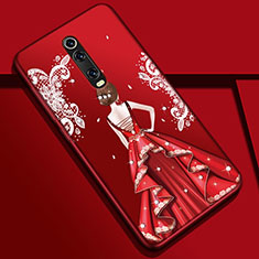 Funda Silicona Gel Goma Vestido de Novia Carcasa K01 para Xiaomi Mi 9T Pro Rojo