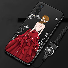 Funda Silicona Gel Goma Vestido de Novia Carcasa K01 para Xiaomi Mi A3 Rojo y Negro