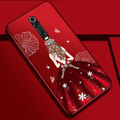 Funda Silicona Gel Goma Vestido de Novia Carcasa K01 para Xiaomi Redmi K20 Pro Rojo Rosa
