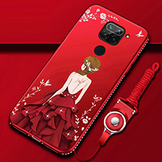 Funda Silicona Gel Goma Vestido de Novia Carcasa K01 para Xiaomi Redmi Note 9 Rojo