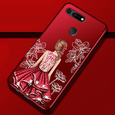 Funda Silicona Gel Goma Vestido de Novia Carcasa K02 para Huawei Honor View 20 Rojo