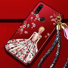 Funda Silicona Gel Goma Vestido de Novia Carcasa K02 para Huawei P30 Lite New Edition Rosa Roja