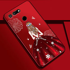 Funda Silicona Gel Goma Vestido de Novia Carcasa K03 para Huawei Honor View 20 Rojo Rosa