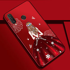Funda Silicona Gel Goma Vestido de Novia Carcasa K03 para Huawei P30 Lite Rojo