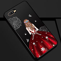 Funda Silicona Gel Goma Vestido de Novia Carcasa M04 para Oppo RX17 Neo Rojo y Negro