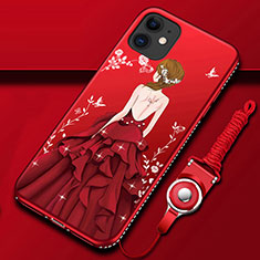 Funda Silicona Gel Goma Vestido de Novia Carcasa para Apple iPhone 12 Mini Rojo