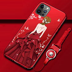 Funda Silicona Gel Goma Vestido de Novia Carcasa para Apple iPhone 12 Pro Max Rojo
