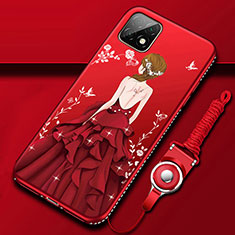 Funda Silicona Gel Goma Vestido de Novia Carcasa para Huawei Enjoy 20 5G Rojo