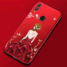 Funda Silicona Gel Goma Vestido de Novia Carcasa para Huawei Honor 8X Rojo