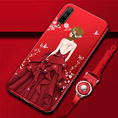 Funda Silicona Gel Goma Vestido de Novia Carcasa para Huawei Honor 9X Pro Rojo