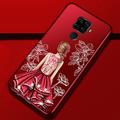 Funda Silicona Gel Goma Vestido de Novia Carcasa para Huawei Nova 5i Pro Rojo