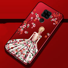 Funda Silicona Gel Goma Vestido de Novia Carcasa para Huawei Nova 5i Pro Rojo Rosa