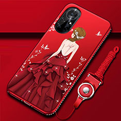 Funda Silicona Gel Goma Vestido de Novia Carcasa para Huawei Nova 8 Pro 5G Rojo
