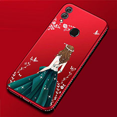 Funda Silicona Gel Goma Vestido de Novia Carcasa para Huawei P Smart (2019) Rojo Rosa