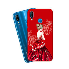 Funda Silicona Gel Goma Vestido de Novia Carcasa para Huawei P20 Lite Rojo