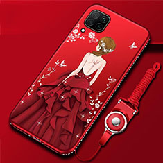 Funda Silicona Gel Goma Vestido de Novia Carcasa para Huawei P40 Lite Rojo