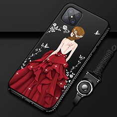 Funda Silicona Gel Goma Vestido de Novia Carcasa para Oppo A92s 5G Rojo y Negro