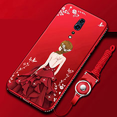 Funda Silicona Gel Goma Vestido de Novia Carcasa para Oppo Reno Z Rojo