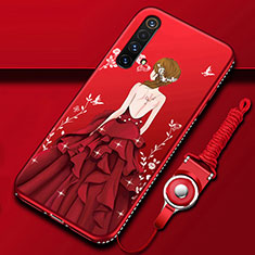 Funda Silicona Gel Goma Vestido de Novia Carcasa para Realme X50m 5G Rojo