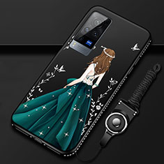 Funda Silicona Gel Goma Vestido de Novia Carcasa para Vivo X60 Pro 5G Negro