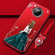 Funda Silicona Gel Goma Vestido de Novia Carcasa para Xiaomi Mi 10i 5G Rojo Rosa