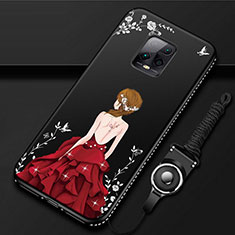 Funda Silicona Gel Goma Vestido de Novia Carcasa para Xiaomi Redmi 10X Pro 5G Rojo y Negro