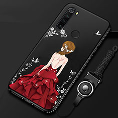 Funda Silicona Gel Goma Vestido de Novia Carcasa para Xiaomi Redmi Note 8 Rojo y Negro