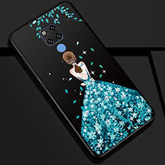 Funda Silicona Gel Goma Vestido de Novia Carcasa S01 para Huawei Mate 20 X 5G Azul