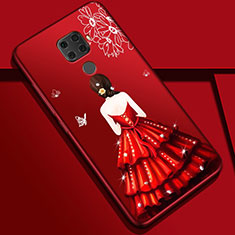 Funda Silicona Gel Goma Vestido de Novia Carcasa S01 para Huawei Mate 30 Lite Rojo